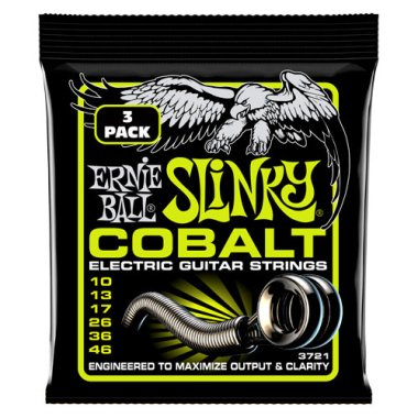 Ernie Ball 3721 Regular Slinky Cobalt Electric Guitar Strings 10-46 3-Pack