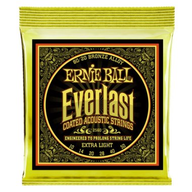 Ernie Ball Everlast Coated 80/20 Bronze Acoustic Strings, Ex Lt 10-50