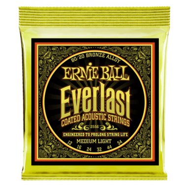 Ernie Ball Everlast Coated 80/20 Bronze Acoustic Strings, Med Lt 12-54