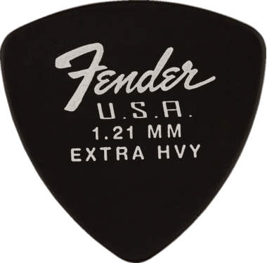 Fender Dura-Tone Black Extra Heavy 346 Guitar Pick Rounded Triangle, One Pick