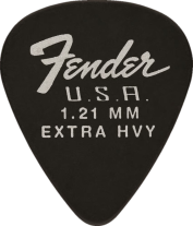 Fender Dura-Tone Black Extra Heavy 351 Guitar Pick Classic Teardrop, One Pick