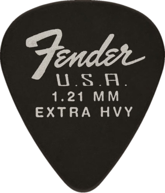 Fender Dura-Tone Black Extra Heavy 351 Guitar Pick Classic Teardrop, One Pick