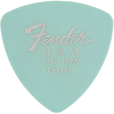 Fender Dura-Tone Daphne Blue Thin 346 Guitar Pick Rounded Triangle, One Pick