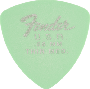 Fender Dura-Tone Surf Green Thin 346 Guitar Pick Rounded Triangle, One Pick