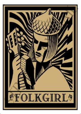 Folkgirl Note Card by illustrator Glenn Wolff
