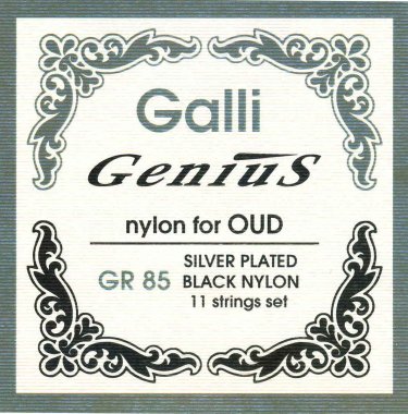 Galli Genius Oud Silverplated Black Nylon 11 String Set, 22-24