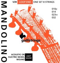 Galli Mandolino V39 Loop End Mandolin Set, Light 10-32