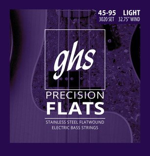 GHS 3020 Precision Flats Stainless Steel Lgt Bass Strings 45-95 SHORT