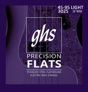 GHS 3025 Precision Flats Stainless Steel Light Bass Strings 45-95