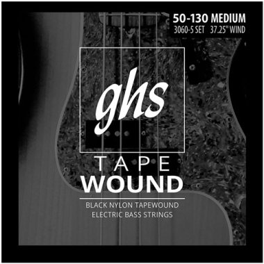 GHS 3060-5 Black Nylon Tapewound Electric Bass Strings 50-130, 5-String