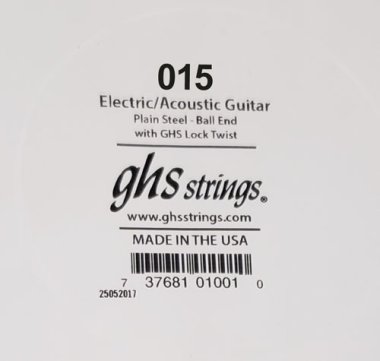 GHS Boomers Plain Steel .015 Single String