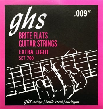 GHS Brite Flats 700 Electric Guitar Strings Extra Lite 9-42