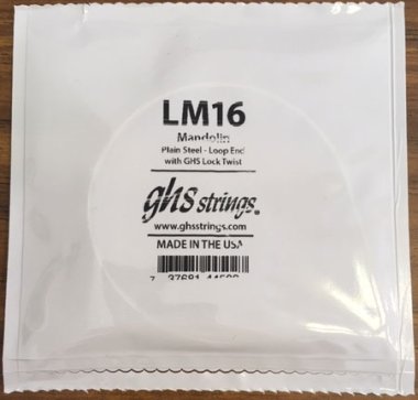 GHS LM16 Plain Steel Loop End Mandolin 2nd A String .016, Single