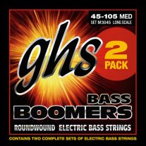 GHS M3045 Boomers Roundwound Bass Strings 45-105, Medium, 2 pack