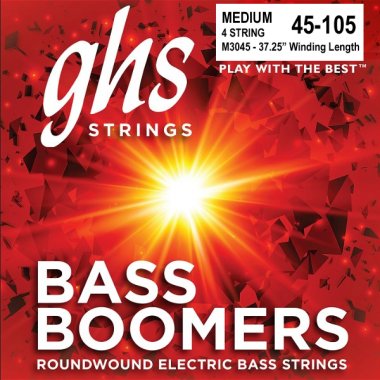 GHS M3045 Boomers Roundwound Electric Bass Strings 45-105, Medium