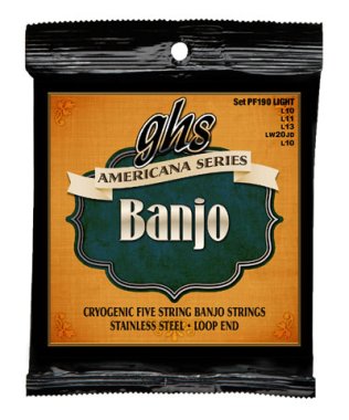 GHS PF190 Americana Cryogenic 5 String Banjo Light, Full Set