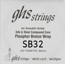 GHS Silk & Bronze Acoustic Guitar Single String, .032