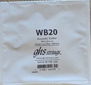 GHS White Bronze Acoustic Guitar Single String, .020