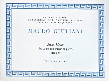 Giuliani | Sechs Lieder Op. 89 for solo guitar - Paperbound