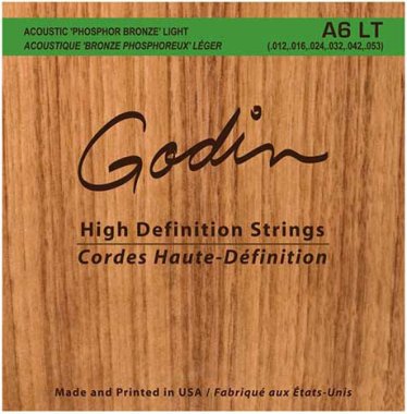 Godin A6LT Phosphor Bronze Acoustic Guitar Strings, Light 12-53