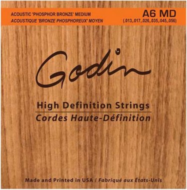 Godin A6MD Phosphor Bronze Acoustic Guitar Strings, Medium 13-56