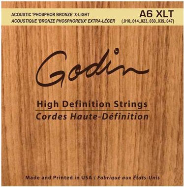 Godin A6XLT Phosphor Bronze Acoustic Guitar Strings, Extra Light 10-47