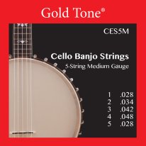 Gold Tone CES5M 5 String Cello Banjo Strings Medium Gauge, Full Set