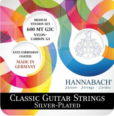 Hannabach 600MTG3C Classical Guitar Strings w/ carbon 3rd, Full Set