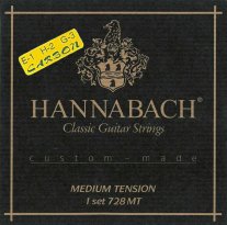 Hannabach Custom Made 728MTC Carbon Trebles Classical Guitar Strings, Full Set