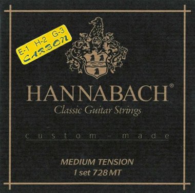 Hannabach Custom Made 728MTC Carbon Trebles Classical Guitar Strings, Full Set