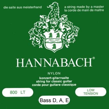 Hannabach Silver Plated 800LT Classical Guitar Strings, Bass Set