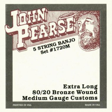 John Pearse 1720M 5 String Baritone Banjo Strings, Extra Long Full Set