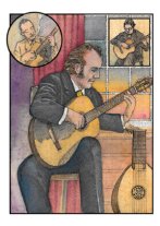 Julian Bream Note Card by illustrator Glenn Wolff
