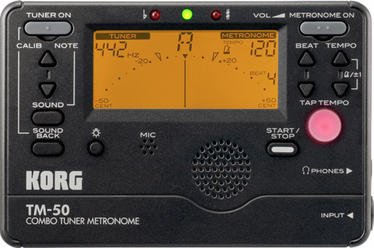 Korg TM-50 Chromatic Tuner & Metronome with kickstand, Black