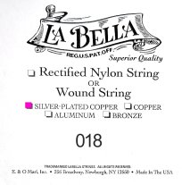 La Bella .018 Silver Wound String, Single String