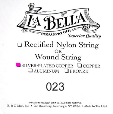 La Bella .023 Silver Wound String, Single String