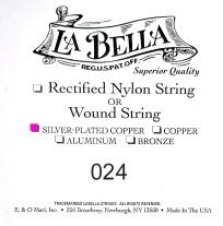 La Bella .024 Silver Wound String, Single String