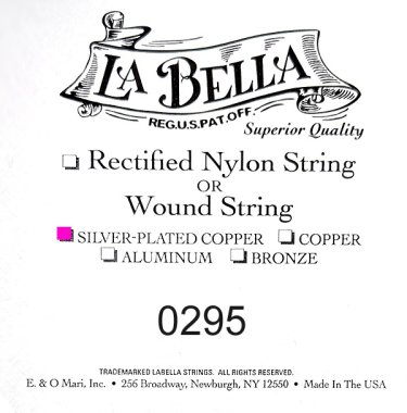 La Bella .0295 Silver Wound Bass String, Single String
