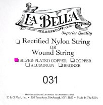 La Bella .031 Silver Wound Bass String, Single String
