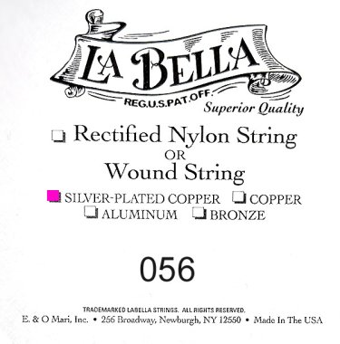 La Bella .056 Silver Wound Bass String, Single String