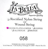 La Bella .058 Silver Wound Bass String, Single String