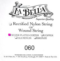 La Bella .060 Silver Wound Bass String, Single String