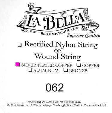 La Bella .062 Silver Wound Bass String, Single String