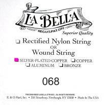 La Bella .068 Silver Wound Bass String, Single String