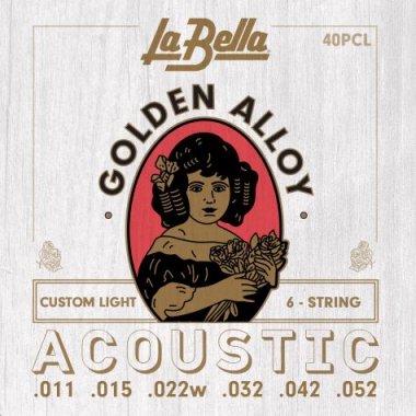 La Bella 40PCL 80/20 Golden Alloy Acoustic Guitar Custom Lt 11-52