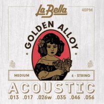 La Bella 40PM 80/20 Golden Alloy Acoustic Guitar Strings Med 13-56