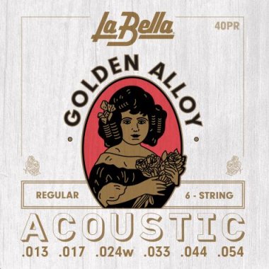 La Bella 40PR 80/20 Golden Alloy Acoustic Guitar Strings Reg 13-54