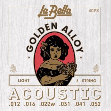 La Bella 40PS 80/20 Golden Alloy Acoustic Guitar Strings Light 12-52