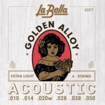 La Bella 40PT 80/20 Golden Alloy Acoustic Guitar Strings Ex Lt 10-50