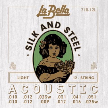La Bella 710-12L Silk and Steel 12 String Acoustic Guitar Light 10-51